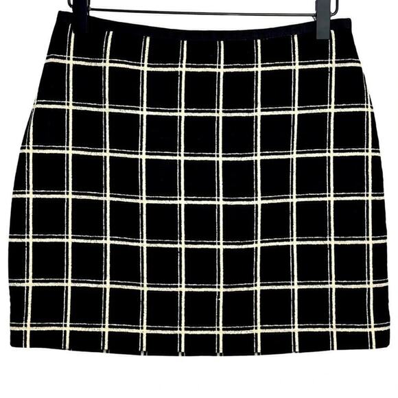 Madewell Cotton Windowpane Mini Skirt Black White Double Gauze Size 0 - Picture 6 of 9